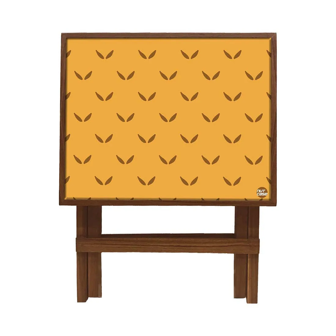 Nutcase Folding Wooden Side Table - Teak Wood -Mustard