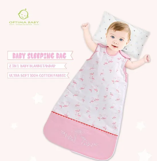 OptimaBaby Pink Flamingo Baby Sleeping Bag 1.0 Tog Small (0-12M)
