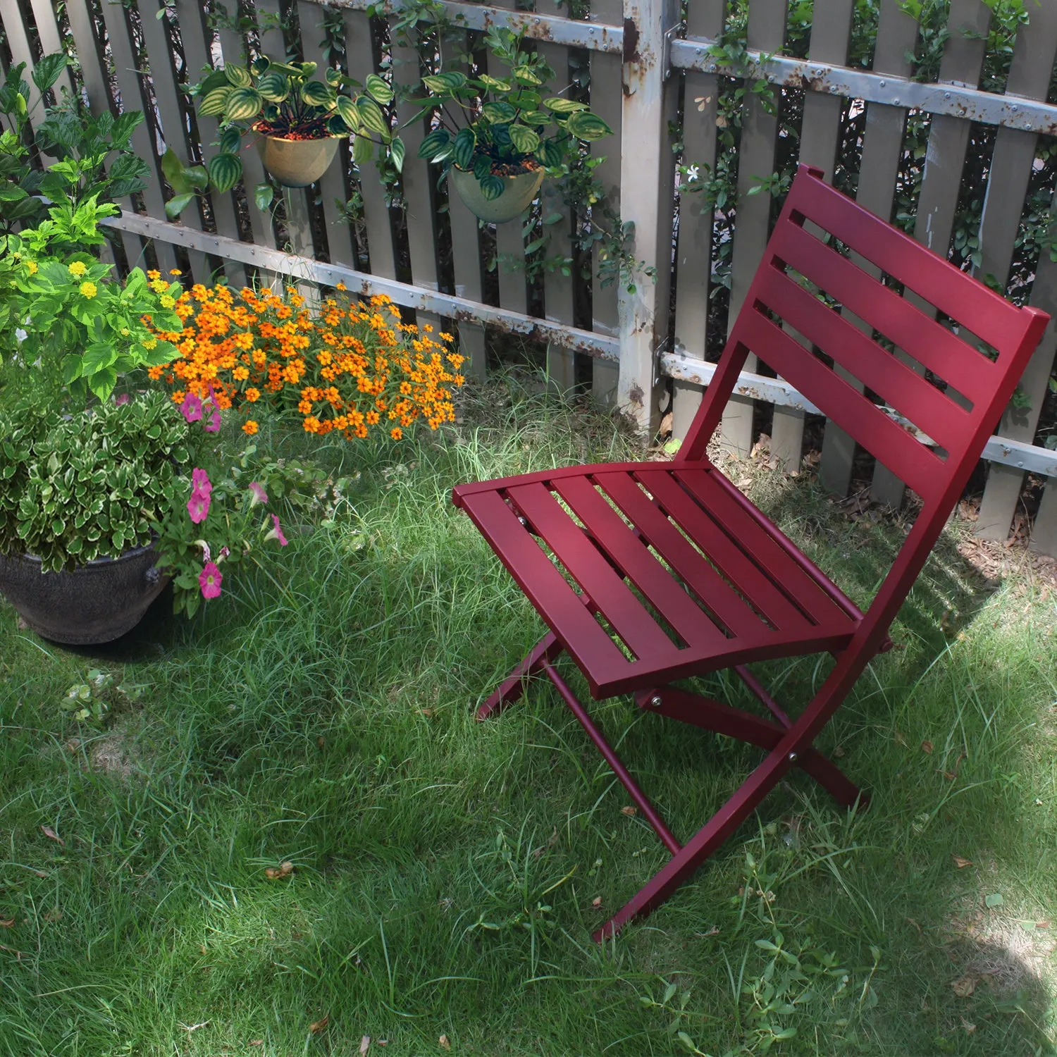 Outdoor Folding Chair Set of 2 All Weather Aluminum Patio Chairs