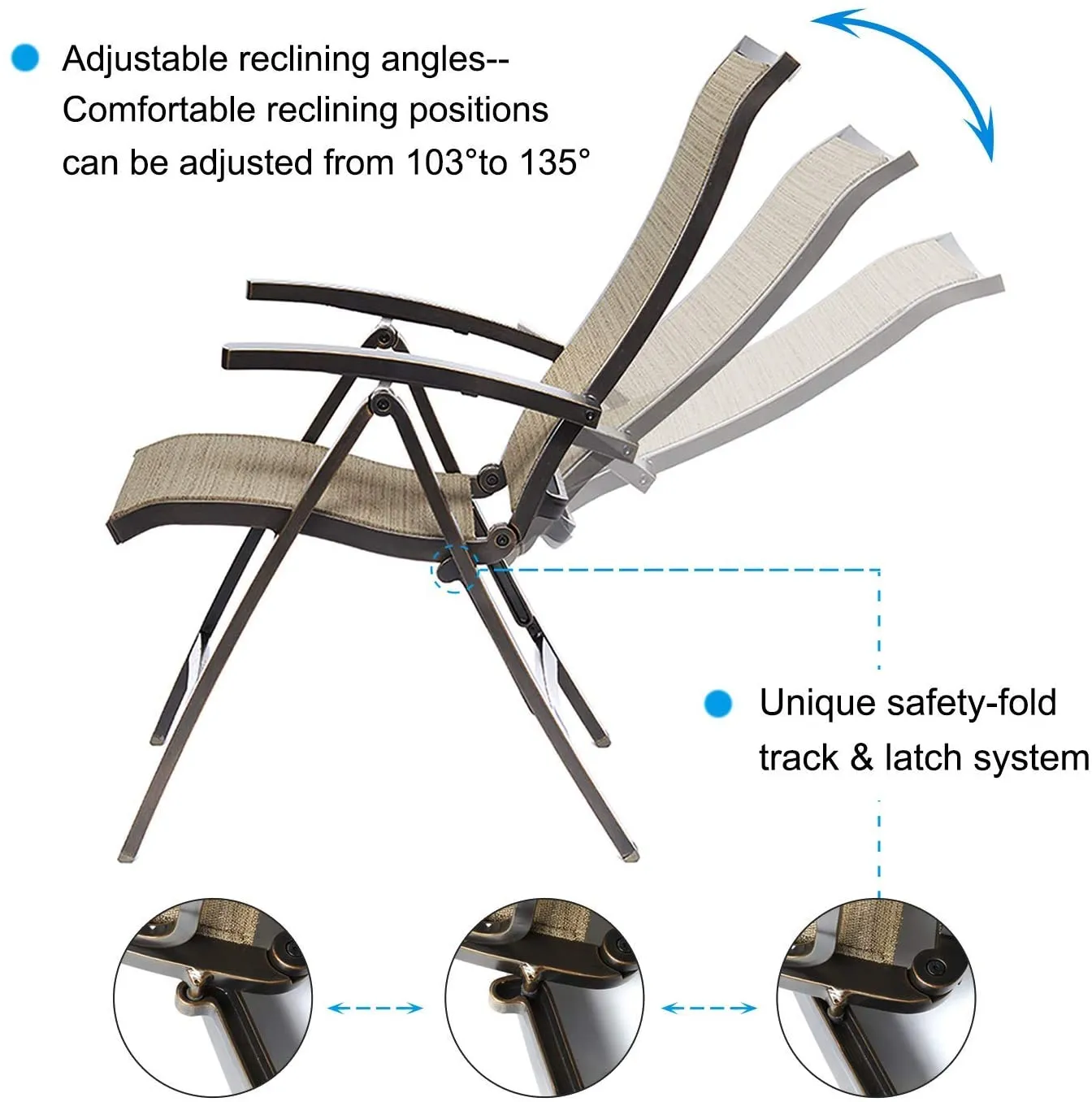 Outdoor Patio Garden Furniture 48" Round Table with Folding Chairs Set of 5
