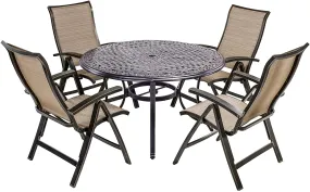 Outdoor Patio Garden Furniture 48" Round Table with Folding Chairs Set of 5