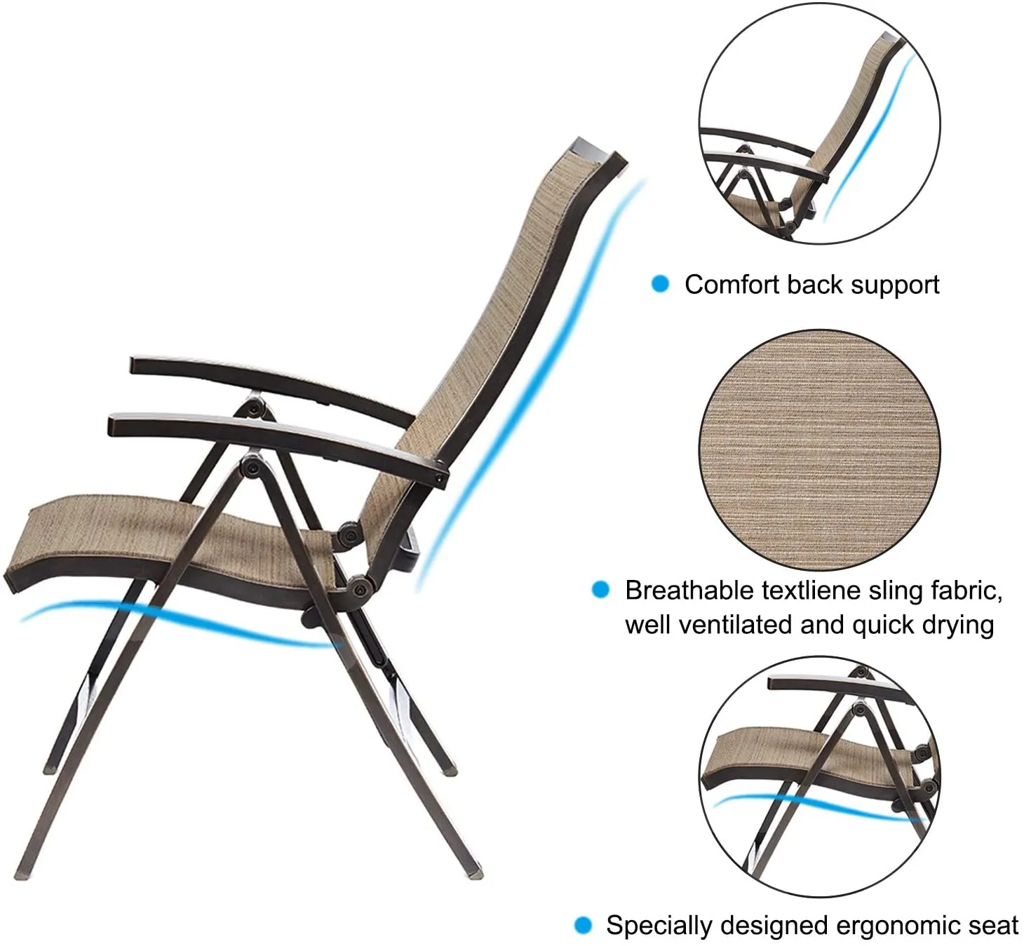 Outdoor Patio Garden Furniture 48" Round Table with Folding Chairs Set of 5