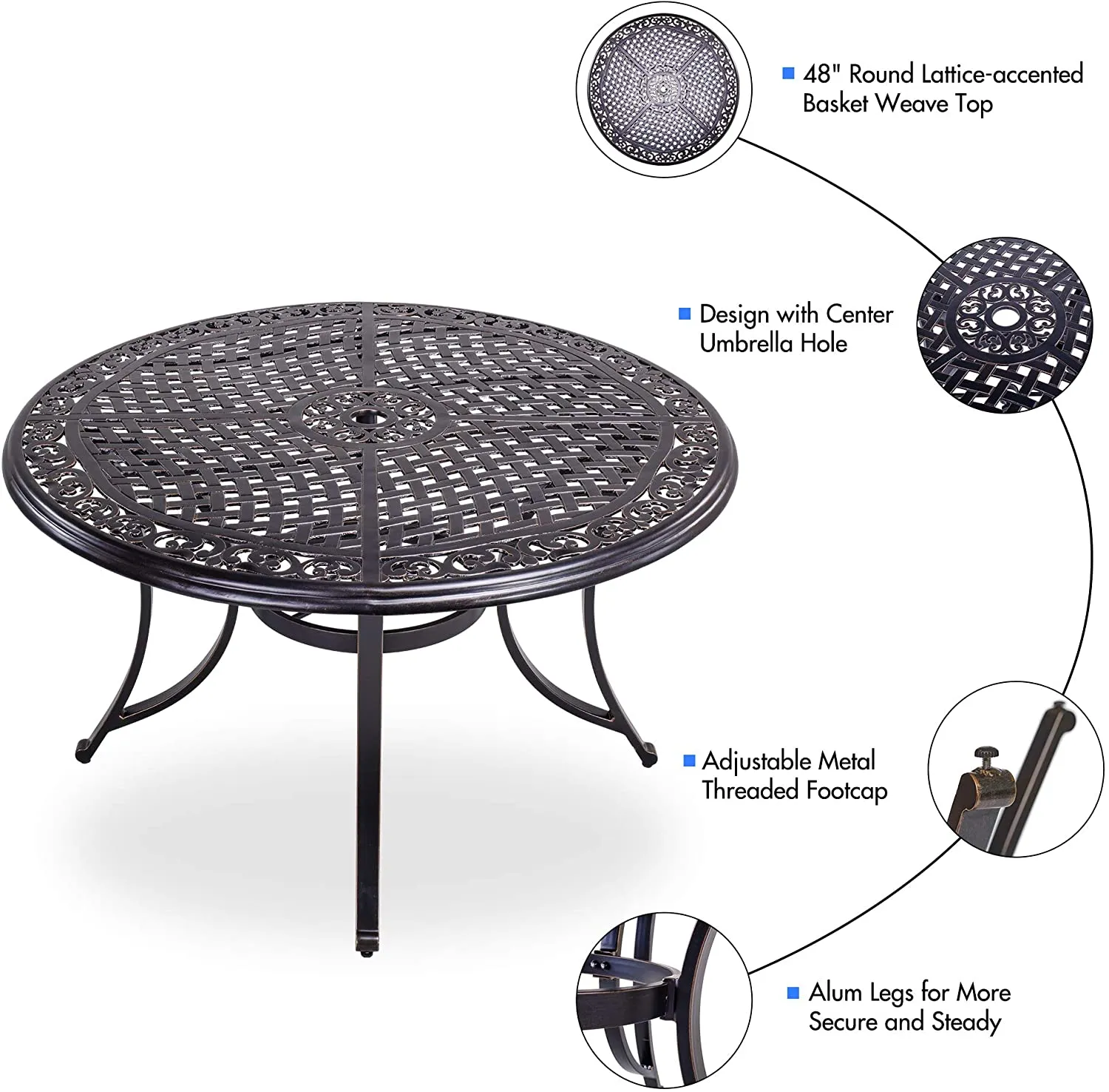Outdoor Patio Garden Furniture 48" Round Table with Folding Chairs Set of 5