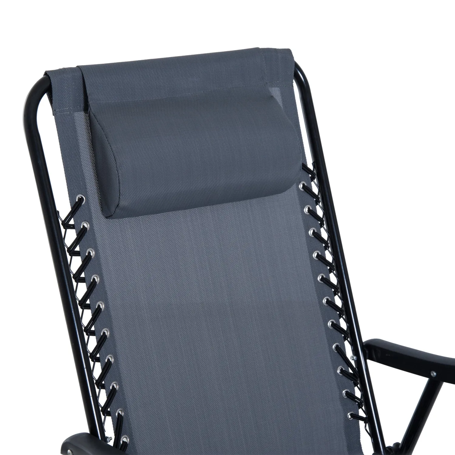 Outsunny 3 Piece Outdoor Rocking Bistro Set, Patio Furniture Set with 2 Folding Chairs and 1 Tempered Glass Table, Grey