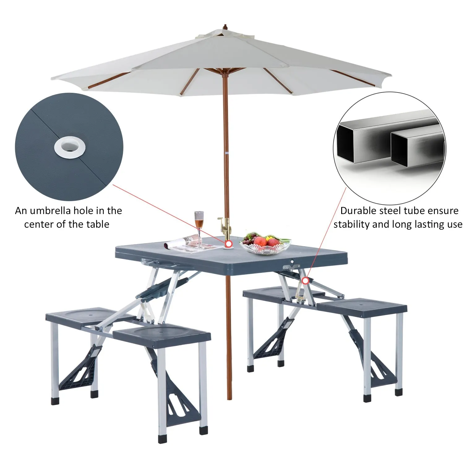 Outsunny Folding Camping Table And Chair Set