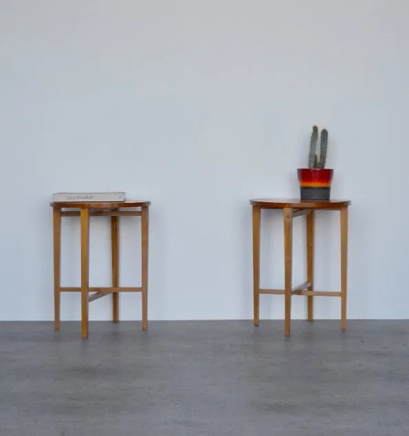Pair Of Danish Teak Folding Bedside / Side Tables