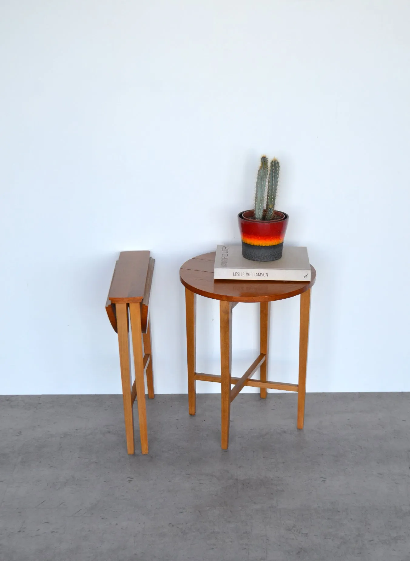 Pair Of Danish Teak Folding Bedside / Side Tables