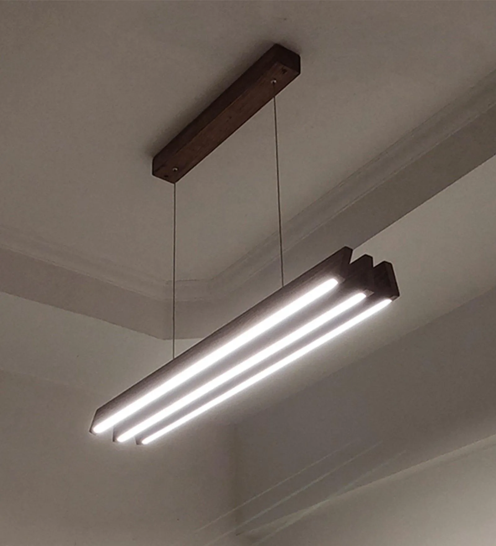 Slimline Trio Wooden Led Hanging Lamp | Pendant Light