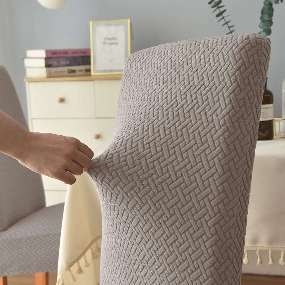 Taupe Embossed Dining Chair Cover