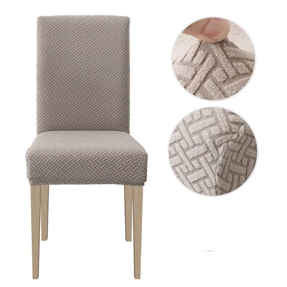 Taupe Embossed Dining Chair Cover