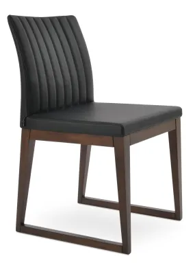 Zeyno - Sled Chair with Black Leatherette Seat and Beech Walnut Finished Wood Base by BNT sohoConcept