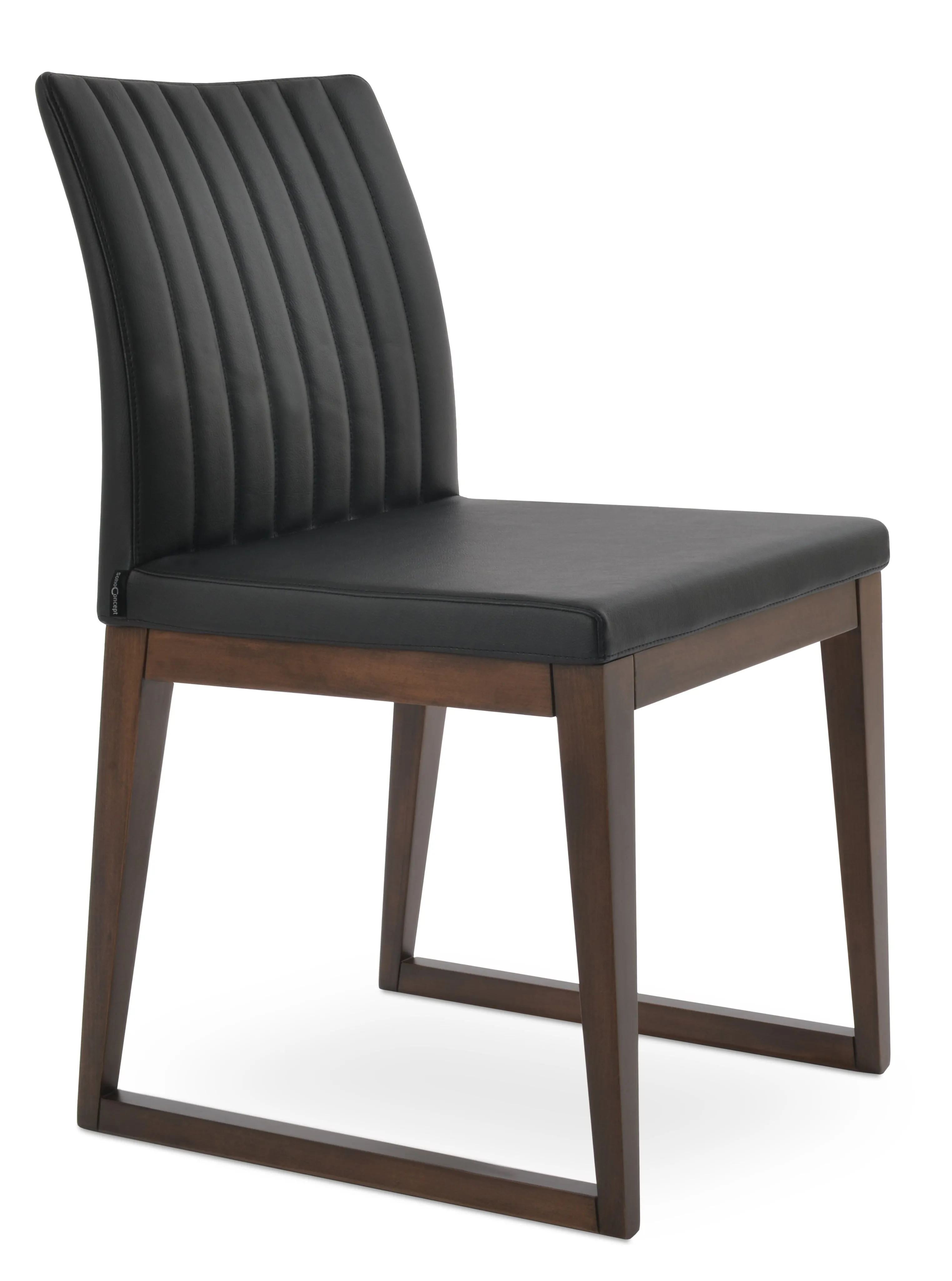 Zeyno - Sled Chair with Black Leatherette Seat and Beech Walnut Finished Wood Base by BNT sohoConcept