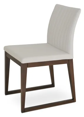 Zeyno - Sled Chair with White Leatherette Seat and Beech Walnut Finished Wood Base by BNT sohoConcept